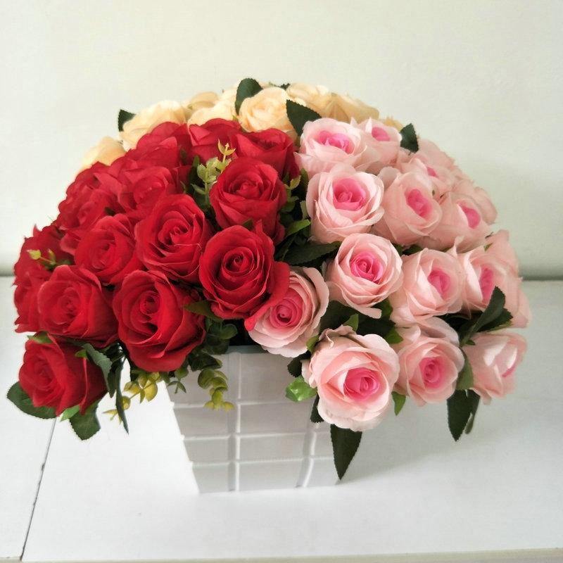 

18 Small Rosesartificial Bouquet Floral Decoration Bridal Bouquet Wedding Party белый