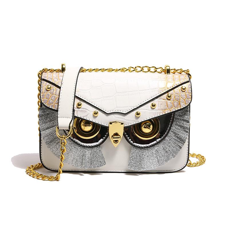 Personalized owl small bag women's 2025 new European and American fashion rivets niche versatile messenger chain small square bag