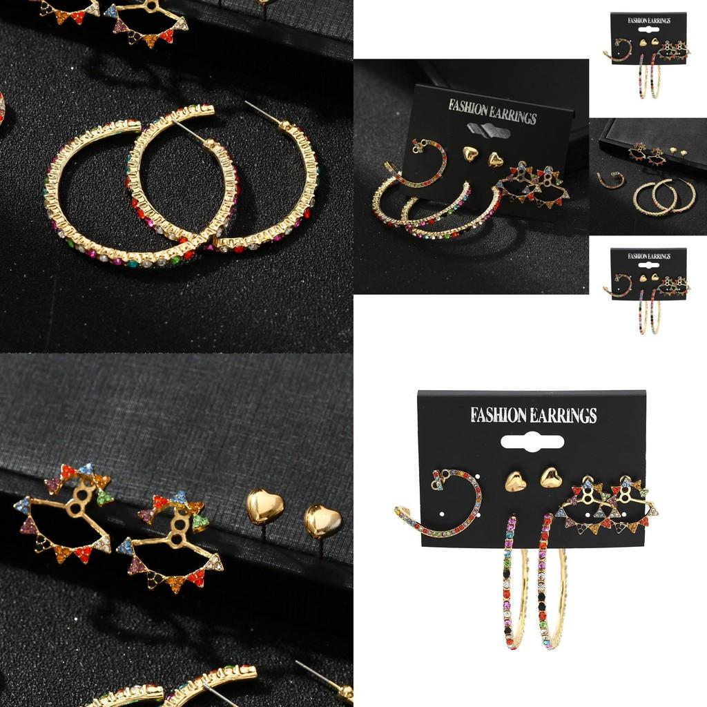 Cute Trendy Alloy Earrings Fresh Diamond Design Perfect For Weddings And Birthdays