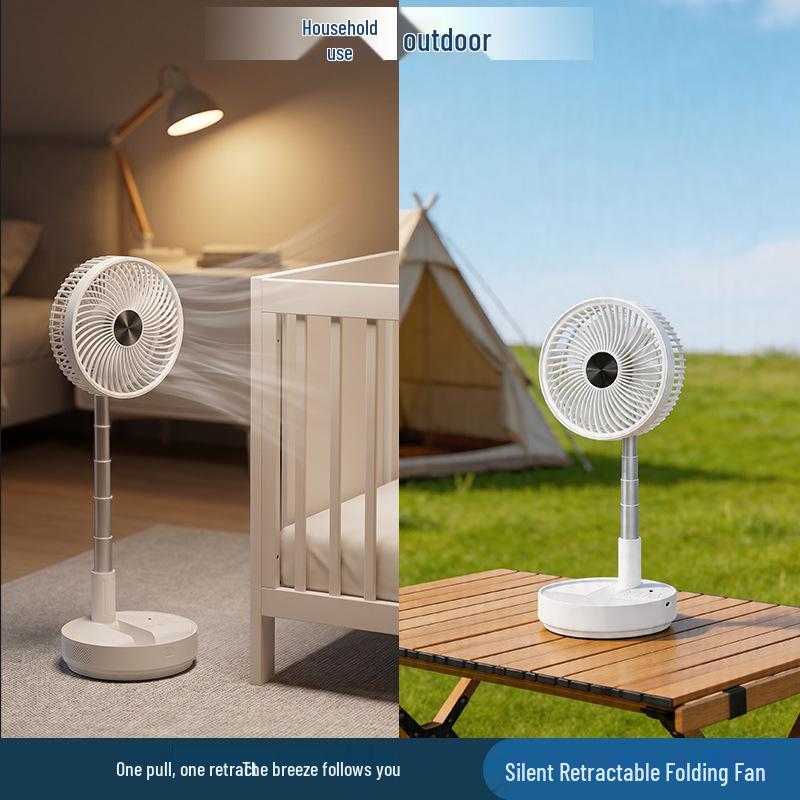 8-Inch Portable Folding Fan with Timer, Telescopic Swivel Head, USB Charging, Remote Control, for Household or Bedside Use.