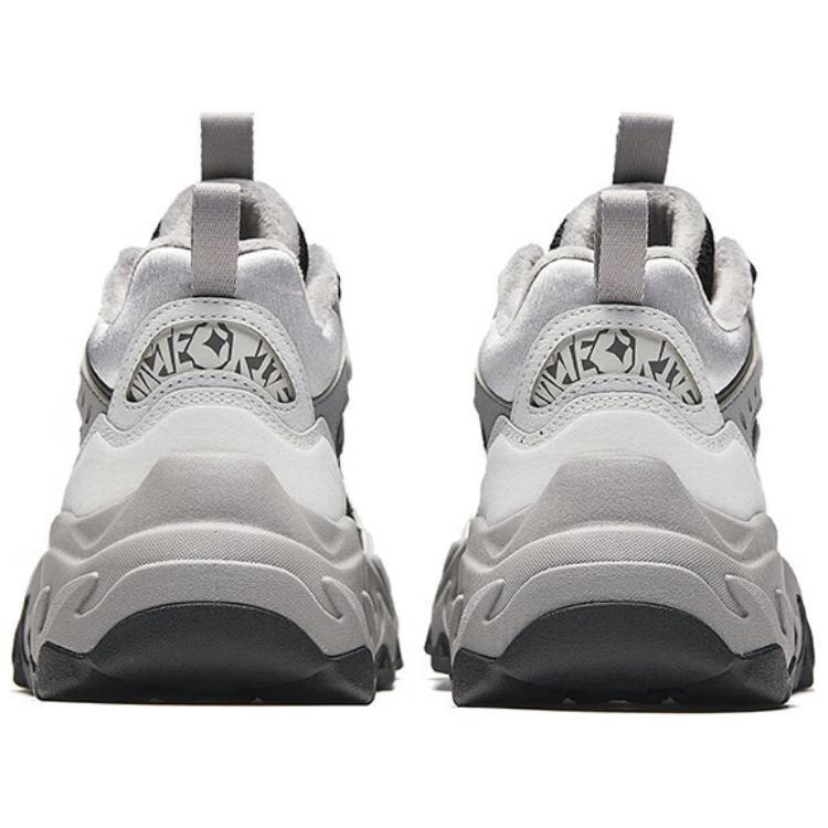 Anta Rock Fleece Lined Comfortable Slip Resistant Thermal Mid top Casual Shoes Women's Gray Black 122448950-3