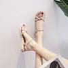 Pearl Sandals Sweet Girl Summer Non-slip Soft Sole Versatile with Skirt One-word Belt Sandals