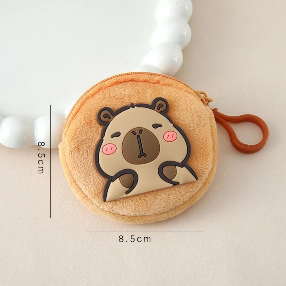 Cute Mini Capybara Coin Purse Cartoon Zipper Wallet Round Pouch Pendant Headphone Storage Bag