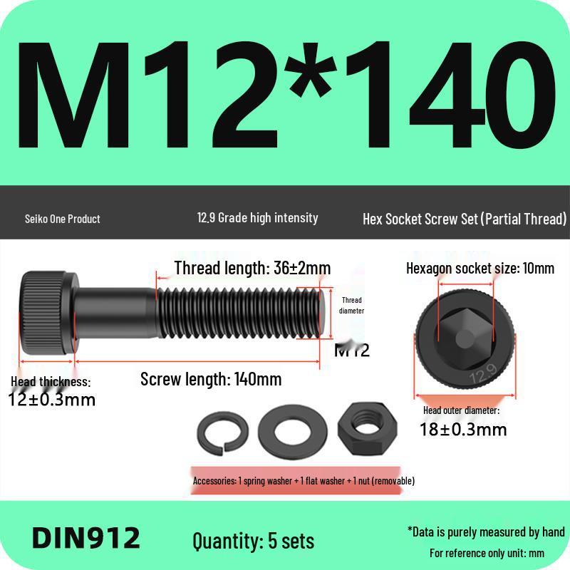 12.9 High Strength Socket Head Cap Screw and Nut Set M8-M16.