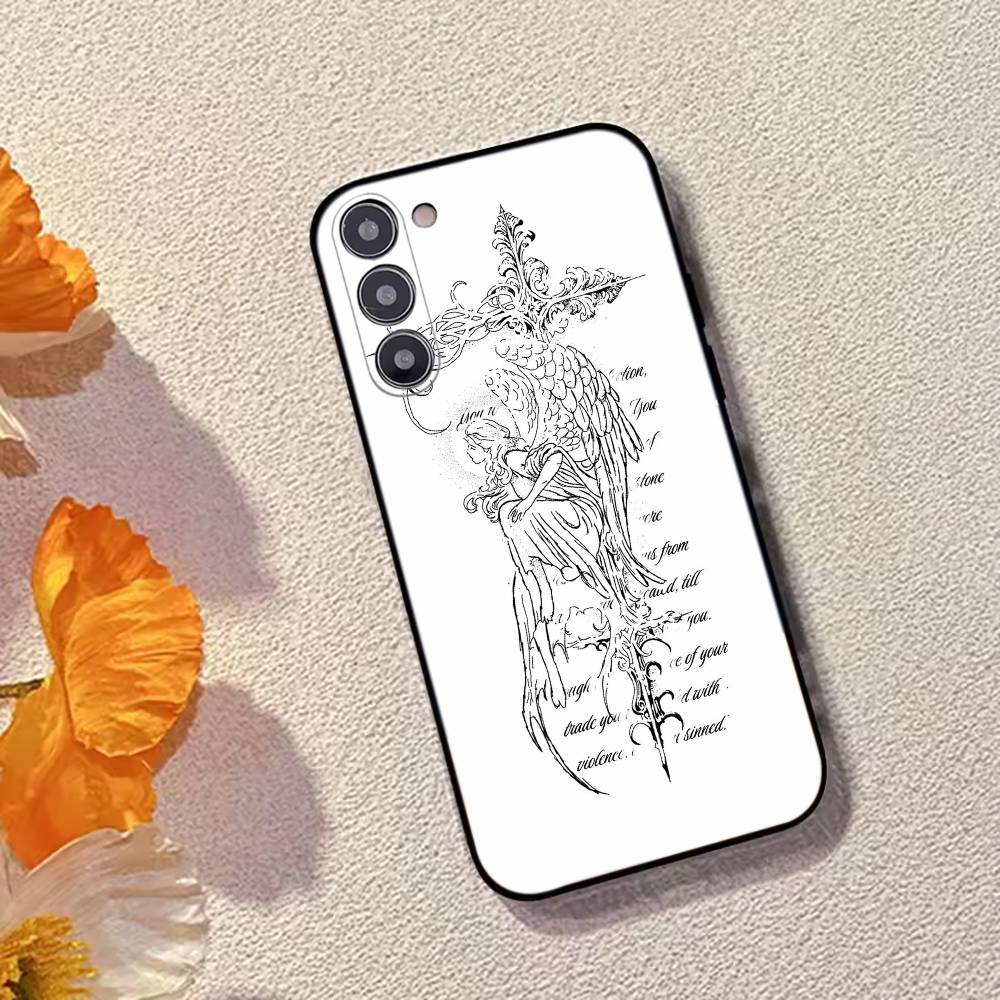 Middle Ages Retro Angel Phone Case For Samsung Galaxy A73,A72,A71,A70,A53,A52,A51,Others Soft Black Cover