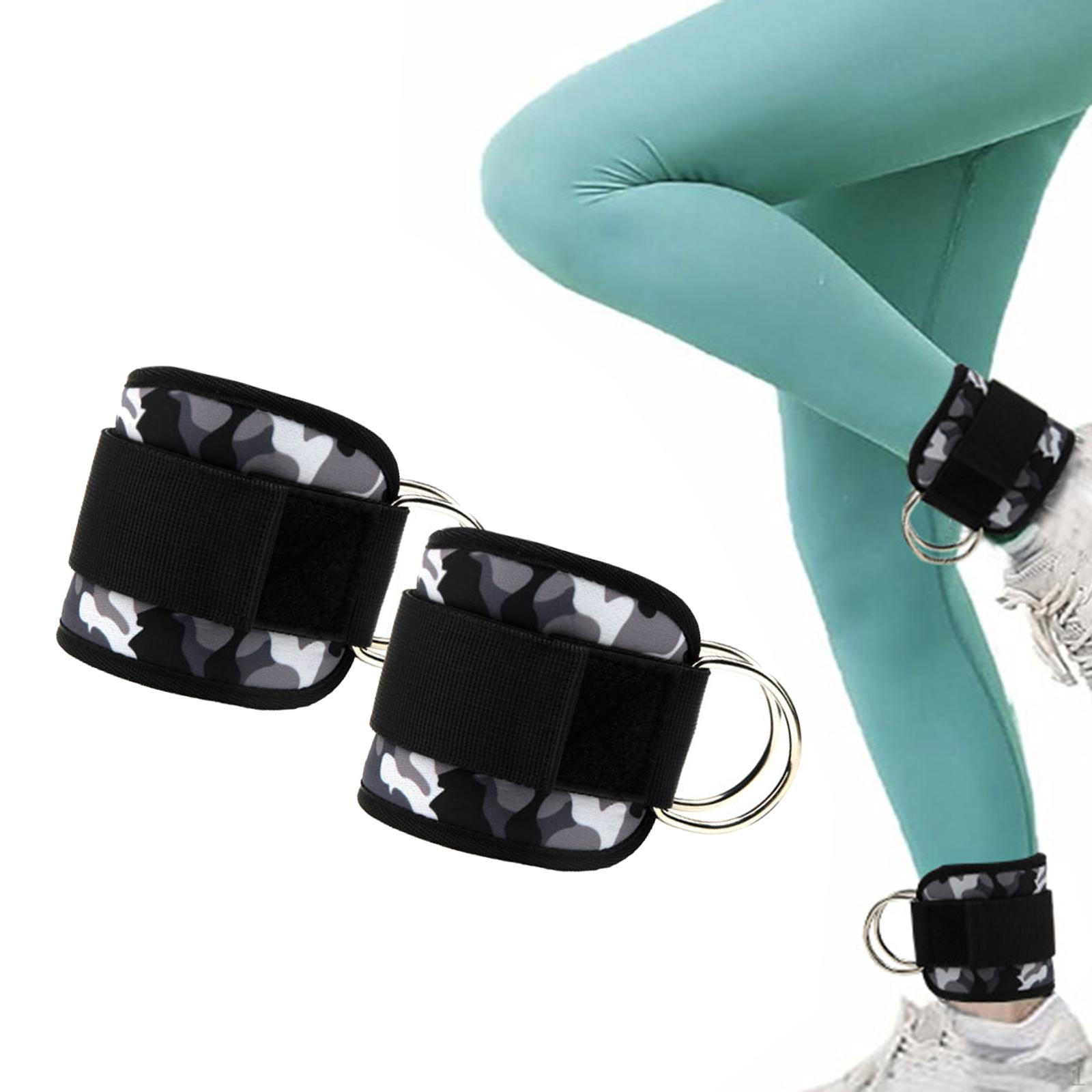 

2 шт. ремни на лодыжку для отжиманий на манжетах Cable Machine, легкие, толщина 7 мм, D-образное кольцо Black and Grey