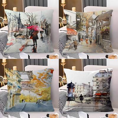 Paris Seine Street Landscape City Decorative Room Aesthetics Pillow Case Home Decor Bedroom Sofa Bed Couch Pillow Cover 45x45