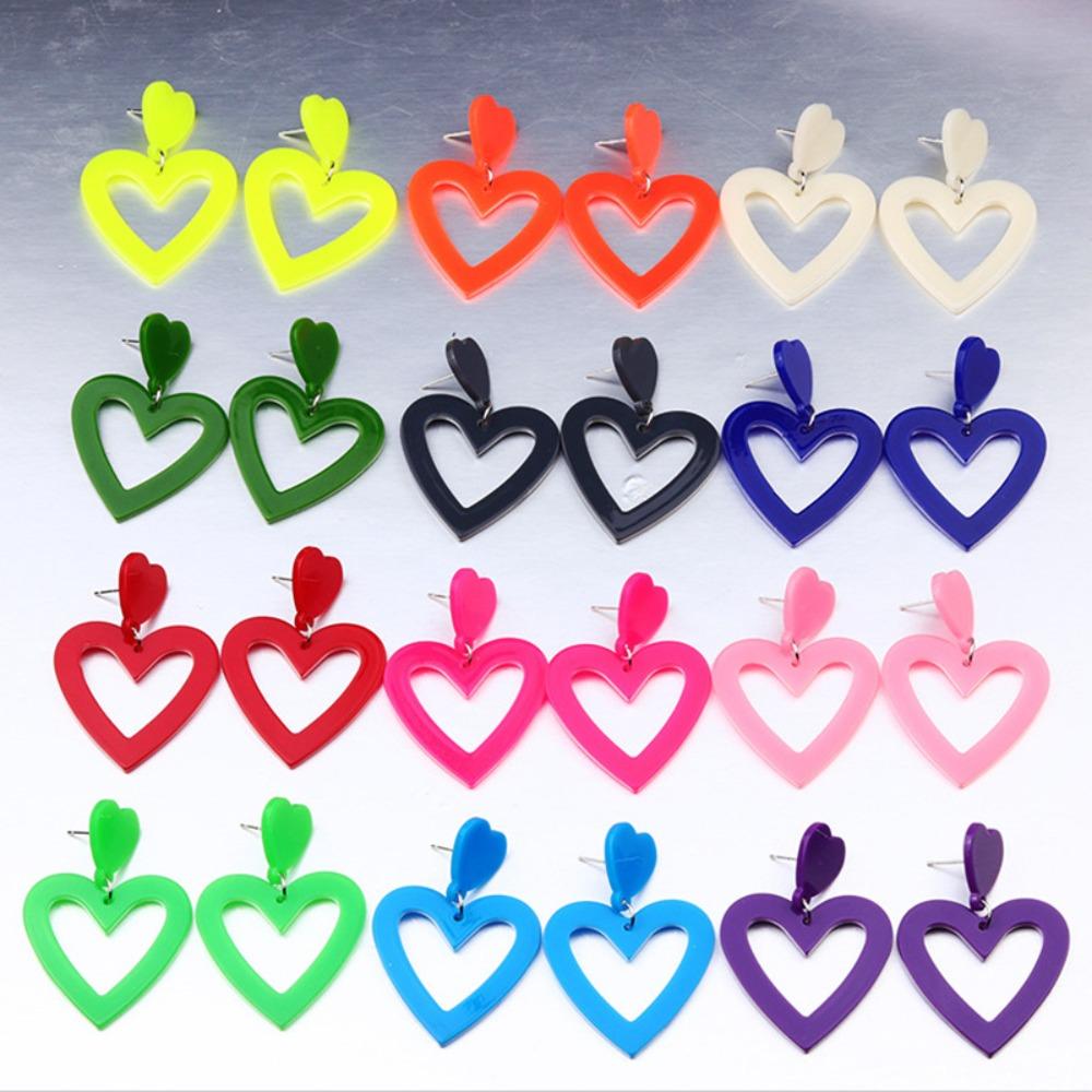 Heart Drop Earrings for Women Girls Geometric Love Dangle Earring Jewelry Valentine's Day Gifts