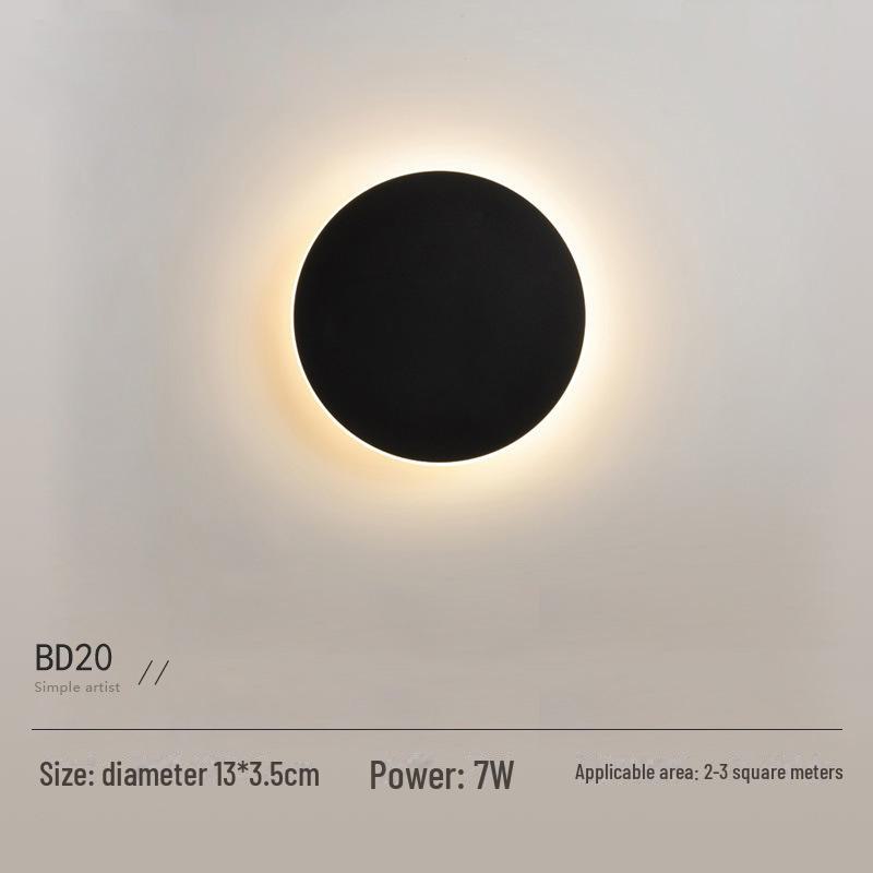

Светодиодный настенный светильник Nordic Modern для спальни, коридора, лестницы - сенсорное управление, круглая форма - простой и стильный дизайн Neutral Light. 13CM black regular style чёрный