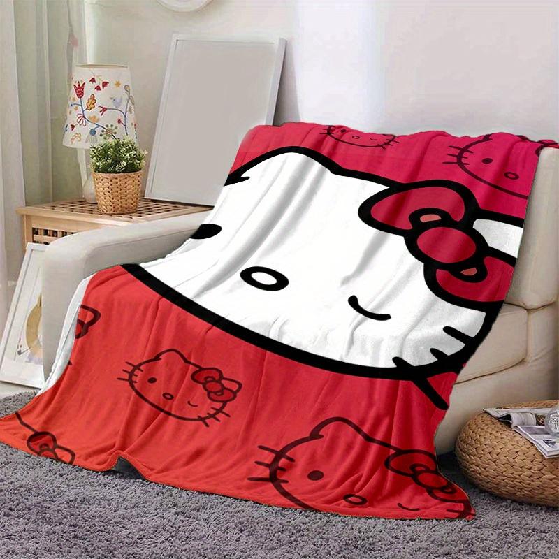 1pc. Hello Kitty Red Background Cute Cartoon Print Blanket - Home Office Outdoor Gift Suitable for All Seasonsz041747