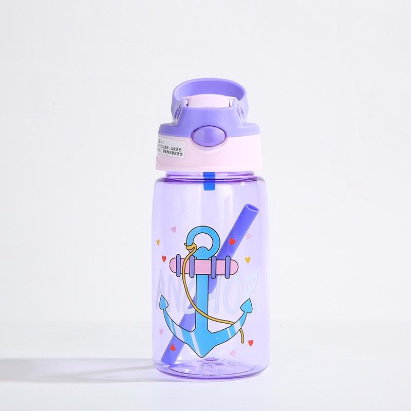 

Kids Water 480ml Bottles With Straws Children Sport Bottle Drinkware Summer Gift фиолетовый