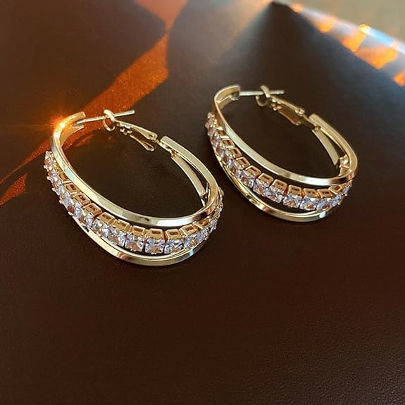 

Обручи And Huggies Розовое золото, золото 18 карат, жемчуг, кристаллы, позолоченные серьги Ювелирные изделия Модные серьги в стиле вестерн с геометрией