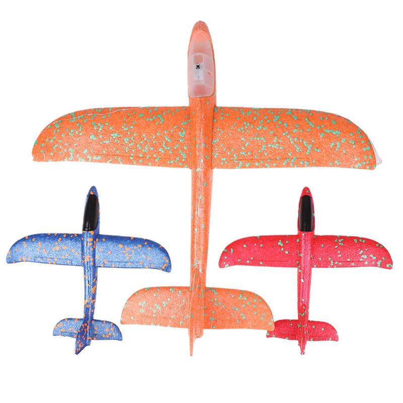1 Set Outdoor Game Aircraft Model 24/48Cm Foam Plane Kits Flying Glider Toy With Led Light Hand Throw Airplane Toys For Kids