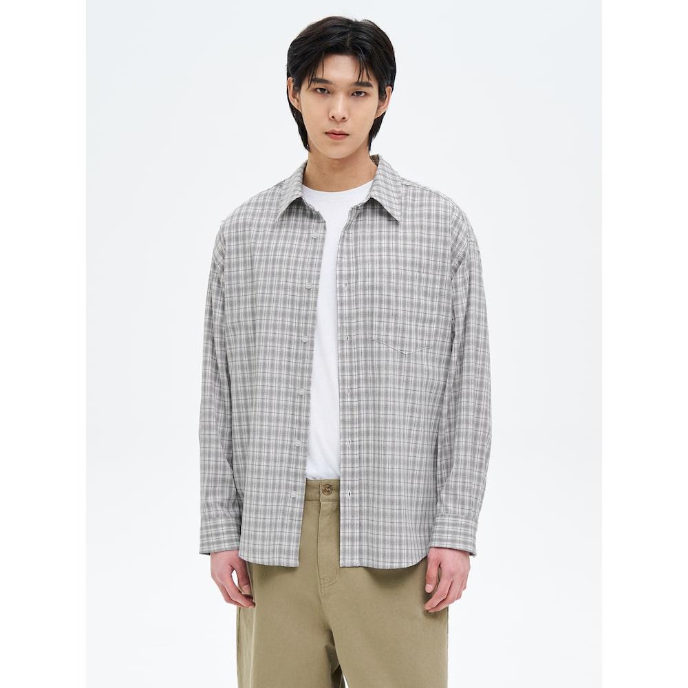 8Seconds Mini Check Oversized Shirt Light Gray Light Gray (Silver)/M