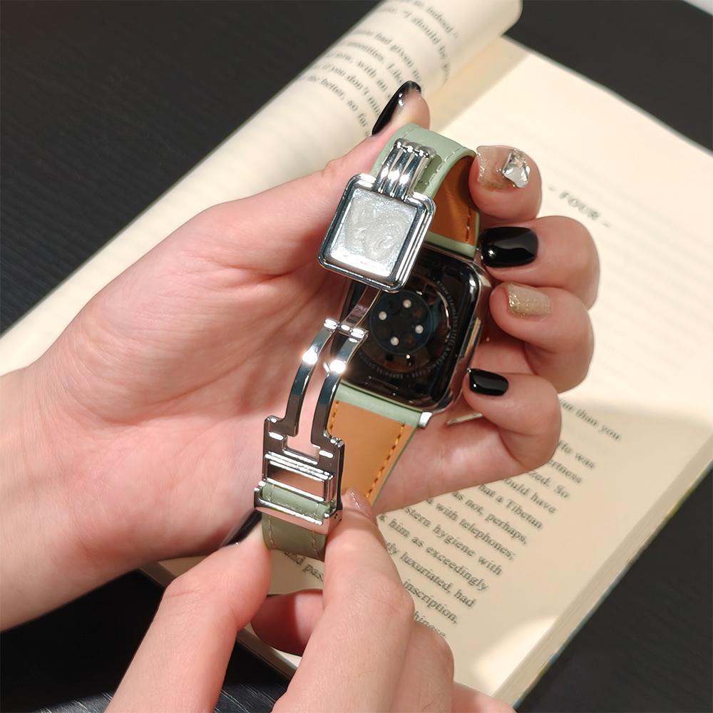 Lady Luxury Leather Strap for Apple Watch Serise11 42mm 46mm Malachite Band for Iwatch Serise10 9 8 7 6 5 4 Se 3 2 Elegant Ultra3 49mm Bracelet