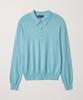 EDWARDMAX 5-Button Cotton Collar Summer Long Sleeve Knit (Emerald Blue)