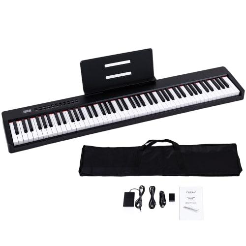 Carina Electronic Piano, 88 Keys, Lightweight and Slim, Rechargeable, with Pedal, Earphones, MIDI, for Beginners (Black)