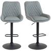 Set Of Two Faux Leather Retro Bar Stools Light Grey