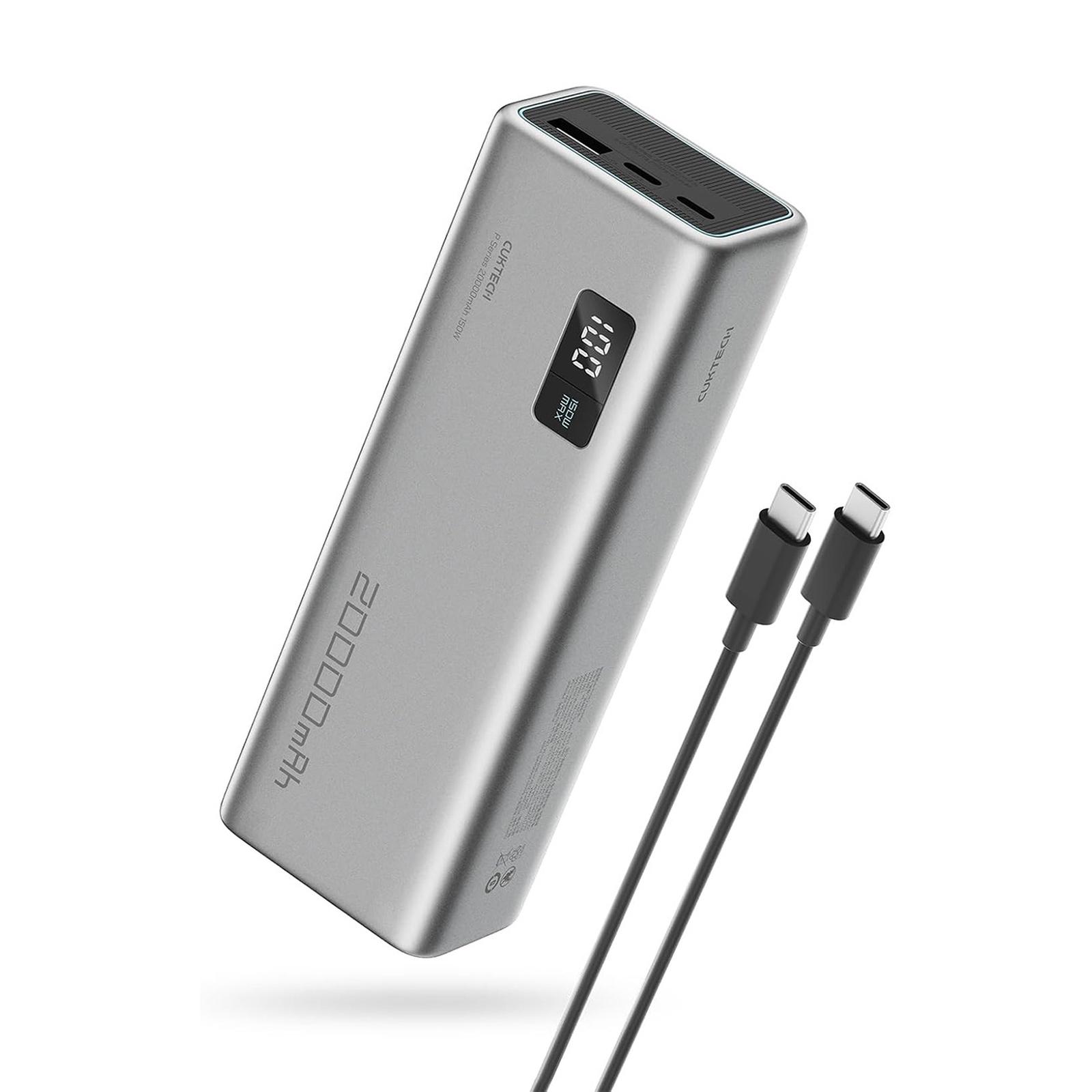 Powerbank 20000mAh USB-A USB-C 150W - Grijs