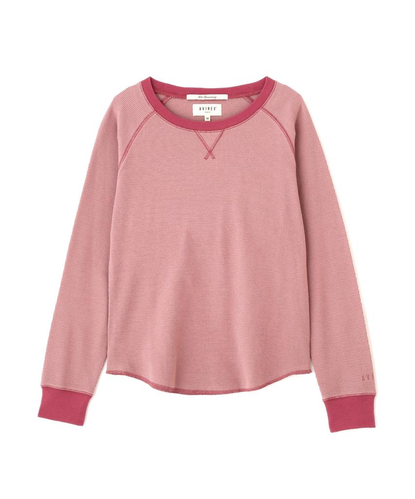 T-shirt gaufré nid d'abeille bicolore Avirex, Femme, Taille M, 090, Rose, 783-5230603