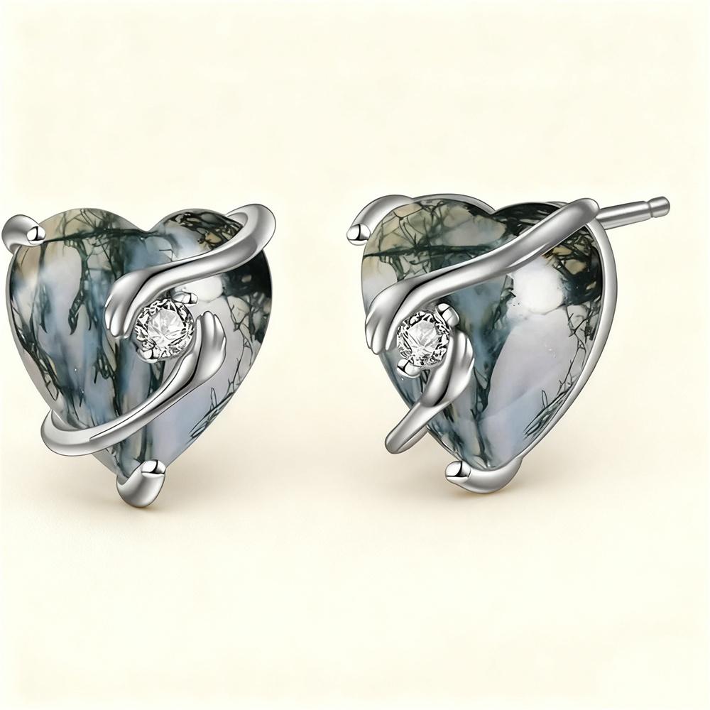 

Charm Female Small Heart Stud Earrings Vintage Silver Color Wedding Party Gift For Women