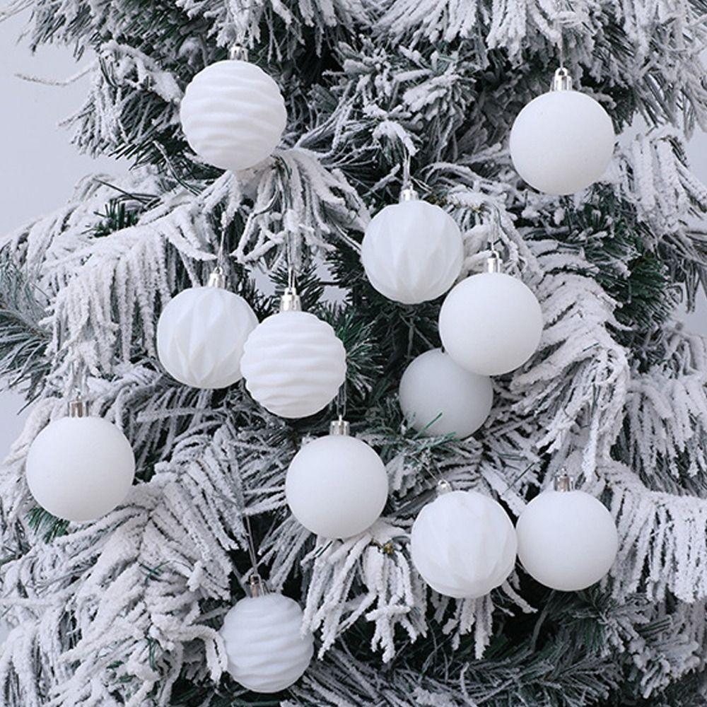 12pcs 6cm Christmas Tree Ball Pendant Flocked Xmas Tree Ornaments Christmas Spheres  New Year Noel