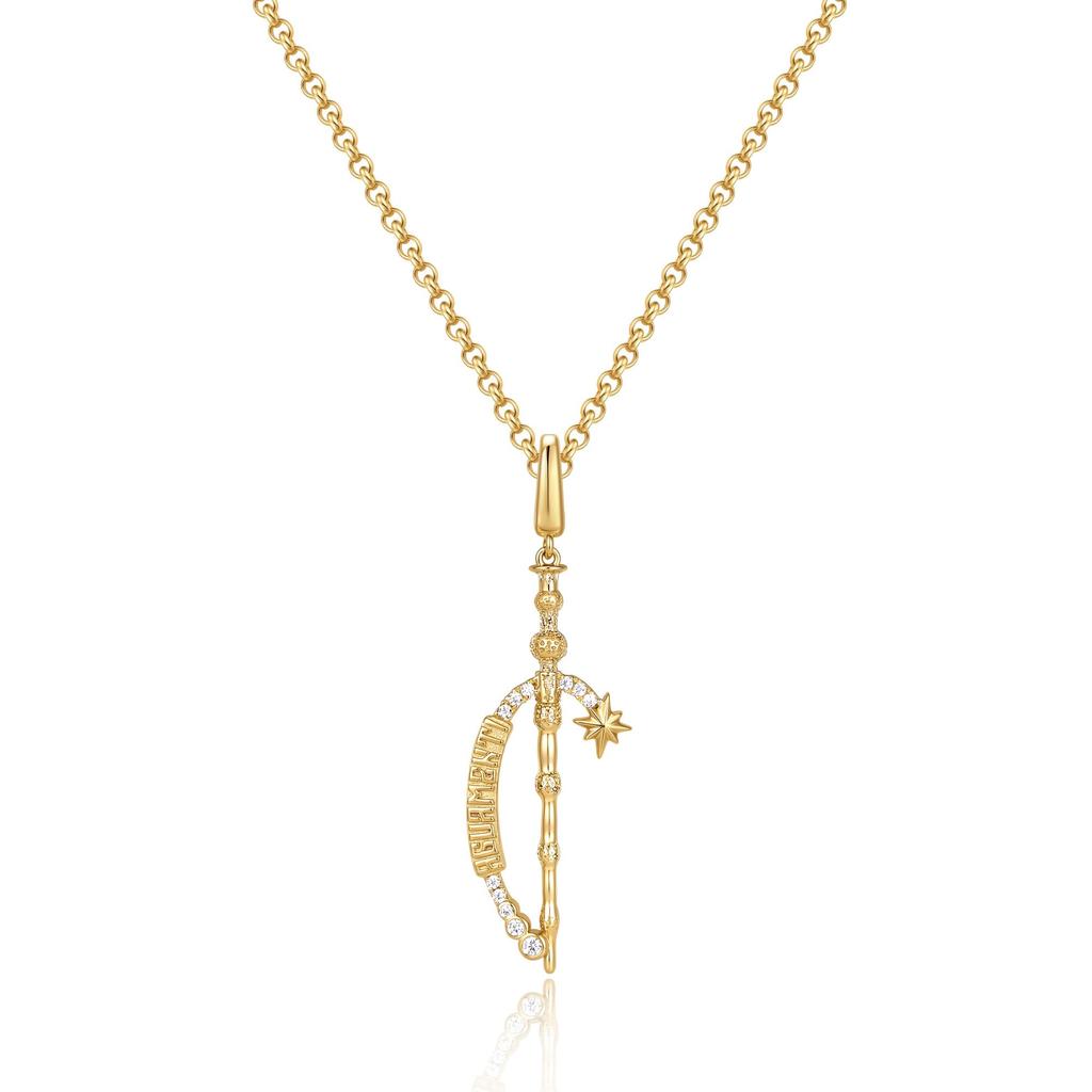 Harry Potter x Collaboration Harry Potter Dumbledore Wand Necklace, Unisex, 55cm, Silver, Precious Metal, Halloween, Christmas Gift (Gold)