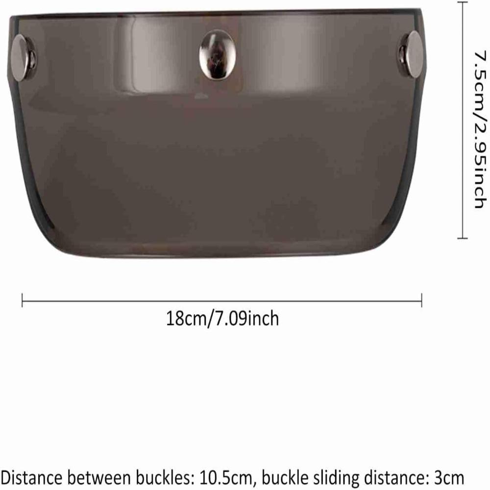 Motorradhelm Visier mit 3 Druckknöpfen, Flip-Up-Stil, Offene Gesichtsmaske, Für 3/4 Helme