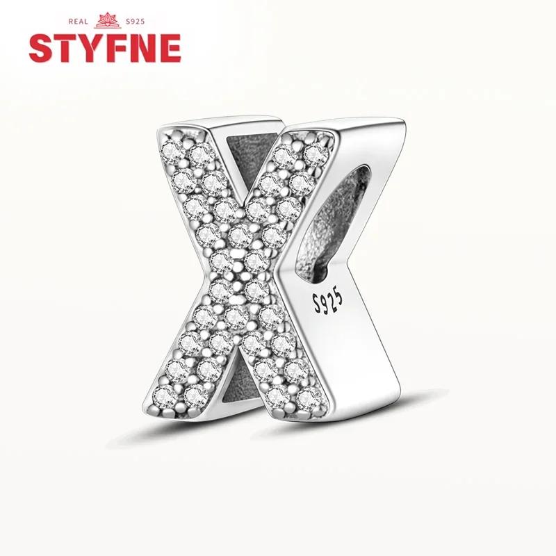 Kupfer 26 Buchstaben Glänzend Zirkon Alphabet Anhänger Perle Passend Original Armband DIY Feiner Schmuck Geschenk Für Frauen Machen