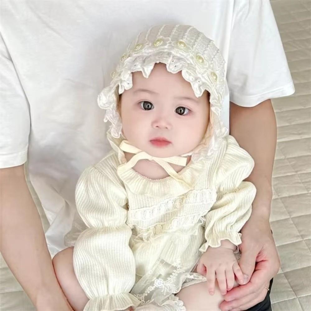 Breathable Cotton Ear Protection Fetal Cap Ruffle Flower Ruffle Hat Bonnet 2-24Month Infant