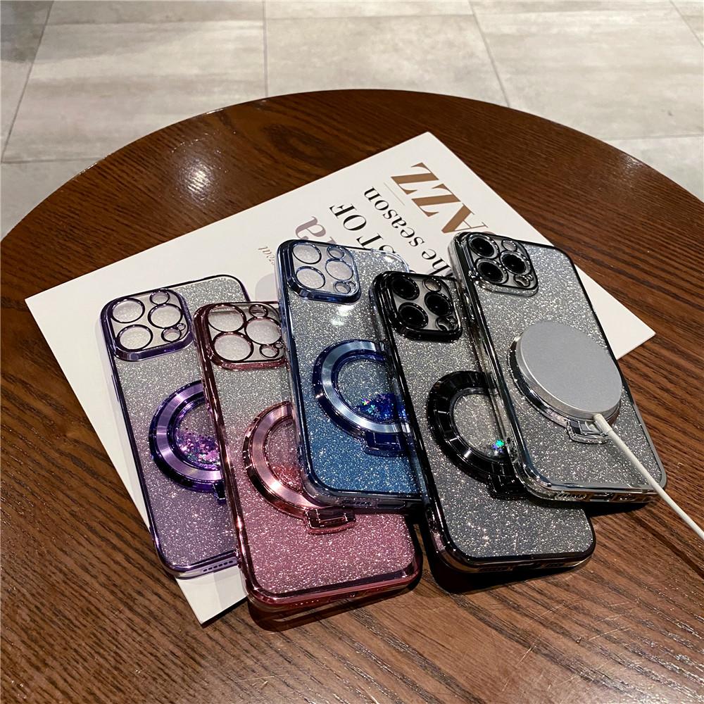 Glitter Quicksand Bracket Case For Huawei P30 Lite P40 P50 Pro P Smart 2021 Mate 60 Pro Ring Holder Stand Gradient Bling Cover