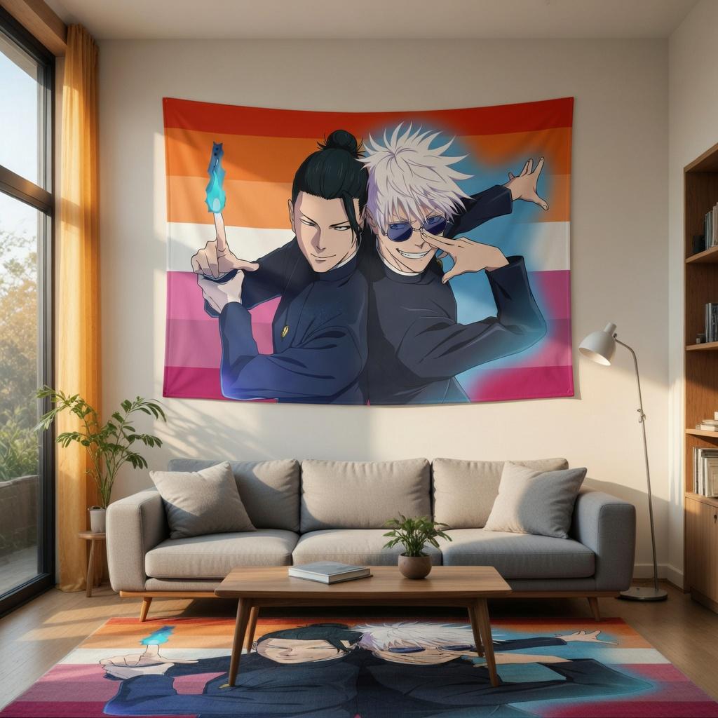 

Anime Tapestry Pride Flag Aesthetic Wall Hanging Cool Manga Boy Fabric Poster Room Decor Bedroom College Dorm Wall Art 74x94cm(29x37in)