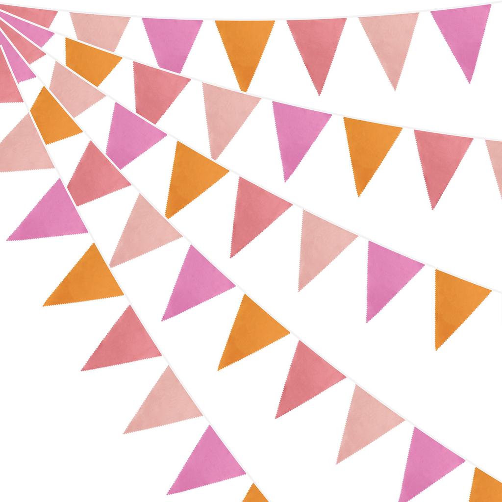 10m 36PCS Multicolor Bunting Banner Gradient Color Single Layer Cotton Pennant Children's Birthday Christmas Home Party Decor