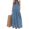 Summer Beach Party Dress Women Casual Sleeveless A Line Swing Dress Round Neck Solid Color