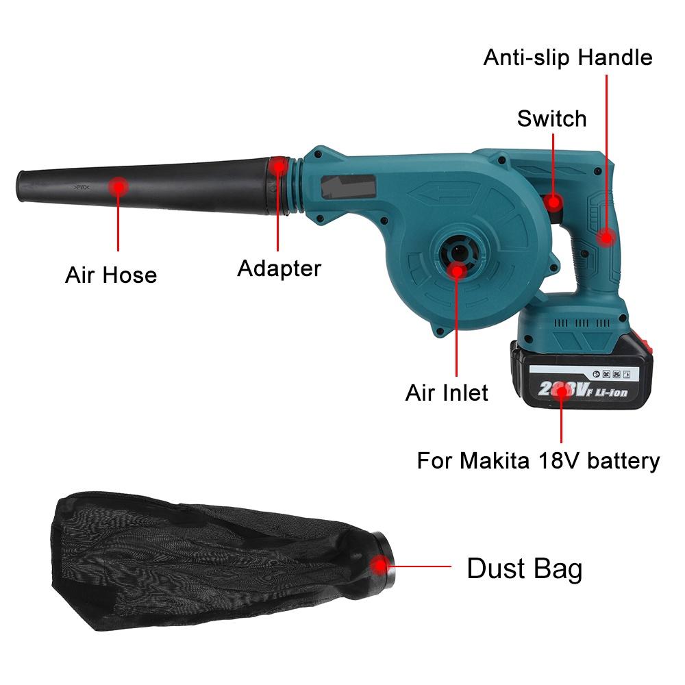 

Беспроводной электрический воздуходув и всасывающий ручной компьютерный пылесос для листьев, очиститель, электроинструмент 880 Вт для аккумулятора 15000 мАч 2 в 1 machine