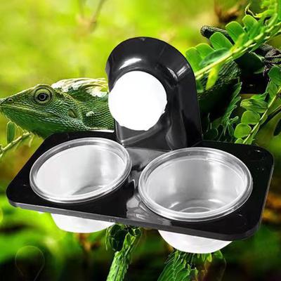 Black Plastic Gecko Feeder Ledge Space Saving Reptile Feeding Ledge Pet Feeder Accessories Supplies Turtle Feeder Pet Supplies