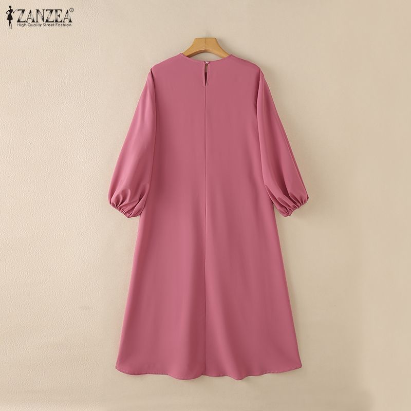ZANZEA Women Casual Round Neck Long Sleeve Loose Irregular Pleated Blouse