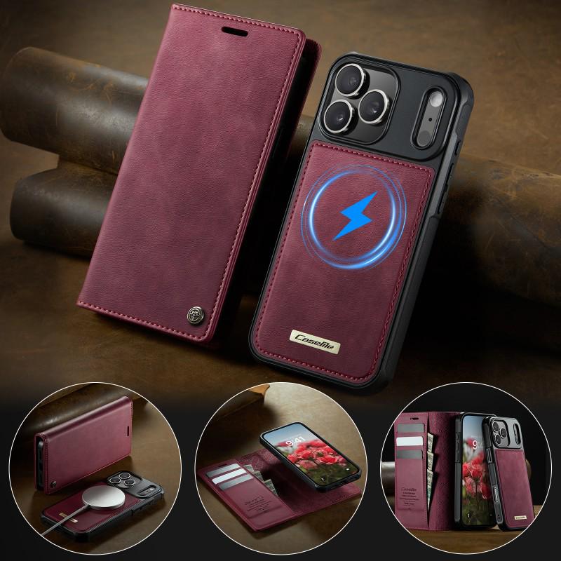 Magnetic Leather Wallet Case for iPhone 16/17 Pro Max (MagSafe Compatible)