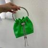 Sparkling Rhinestone Bucket Bag Women PU Leather Small Square Handbag Vintage Style Fashion Accessory