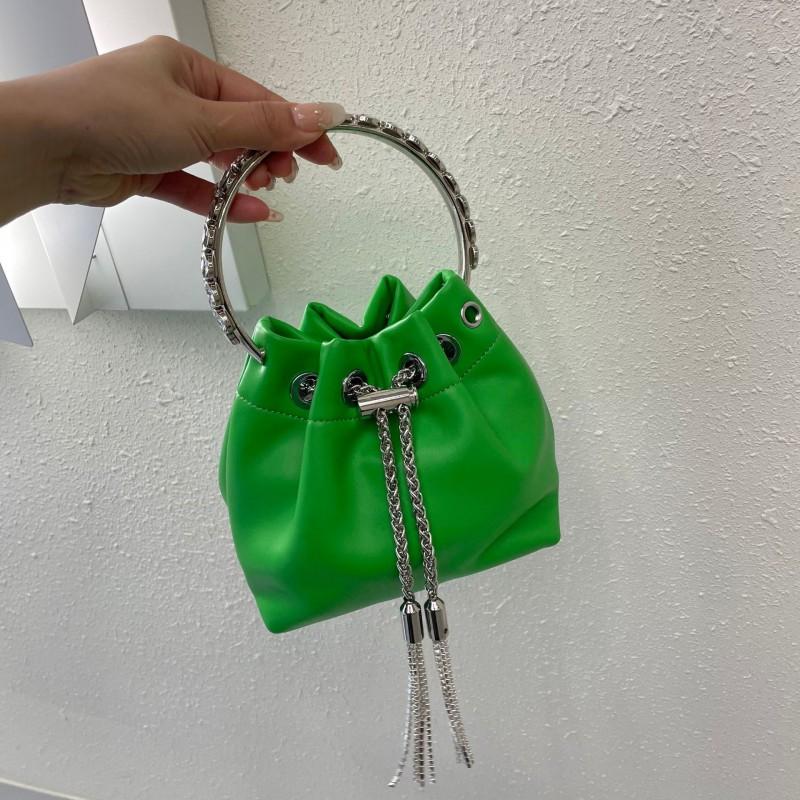 Sparkling Rhinestone Bucket Bag Women PU Leather Small Square Handbag Vintage Style Fashion Accessory