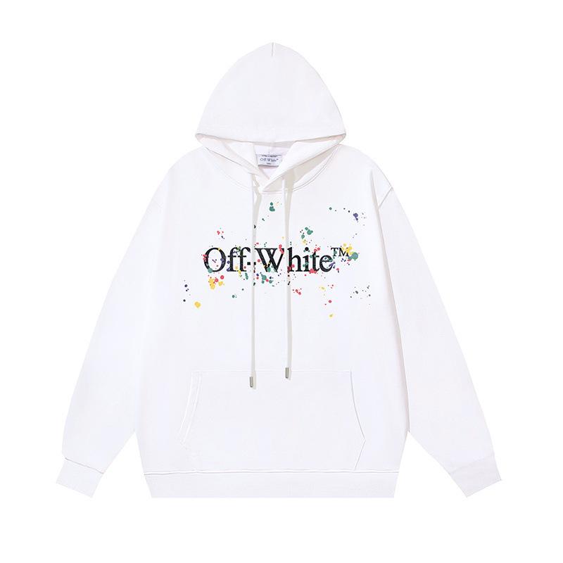 1282 Off-White 2025 Autumn/Winter New LOGO Splash Ink Splash Paint Effect Printed Hoodie Men's and Women's Hoodie