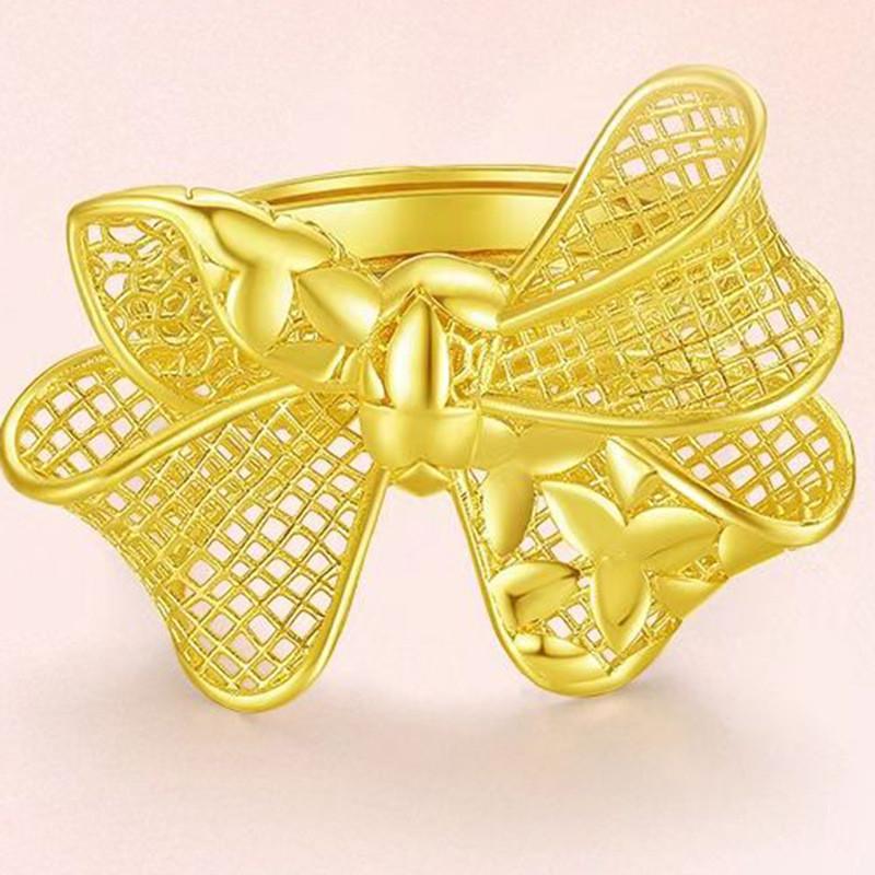 

Stunning Adjustable Gold Plated Ring With Floral Butterfly Design For Women