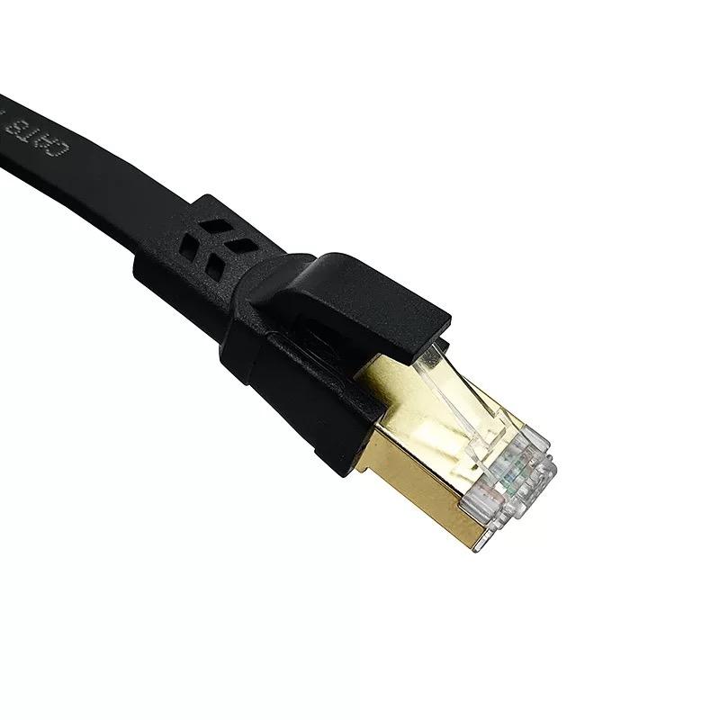 Small Order Flat Shielded CAT8 Network Ethernet Cable Gold 40Gbps SSTP 8P8C RJ45 Patch Cords
