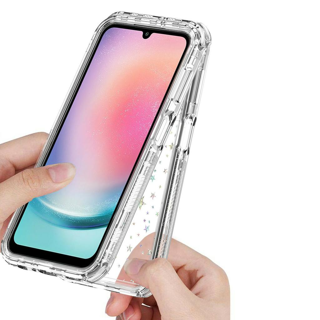 For Samsung Galaxy A24 4G (162.1mm) Case Clear Acrylic TPU Hybrid Phone Cover with Laser-printed Film