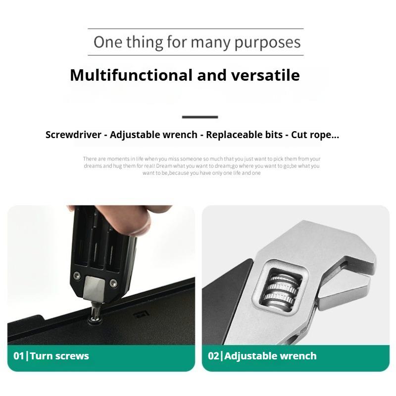 Stainless Steel Adjustable Wrench Folding Allen Wrench Multifunction Wrench with Screws