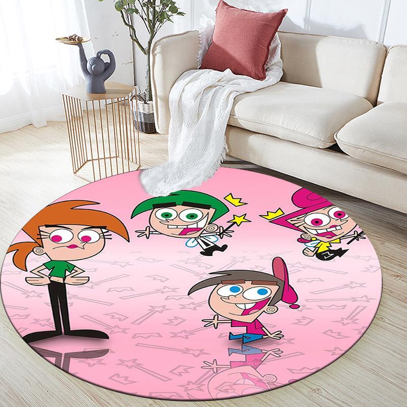 The Fairly OddParents Round Area Rug,Carpet Rug for Living Room Bedroom Sofa Playroom Decor,Non-slip Floor Mat