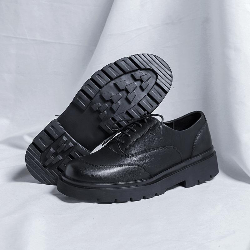 Fashion Men Japan Karajuku Korean Style Streetwear Vintage Thick Platform Casual Genuine Leather Shoes Soft For Male Dress Leather Shoes