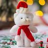 Plush Bear Christmas Decoration Small Stuffed Bear with Knit Hat And Scarf Cute Animals Tabletop Ornament for Xmas Party Favors