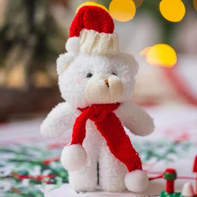 Yousheng Plush Bear Christmas Decoration Small Stuffed Bear with Knit Hat And Scarf Cute Animals Tabletop Ornament for Xmas Party Favors