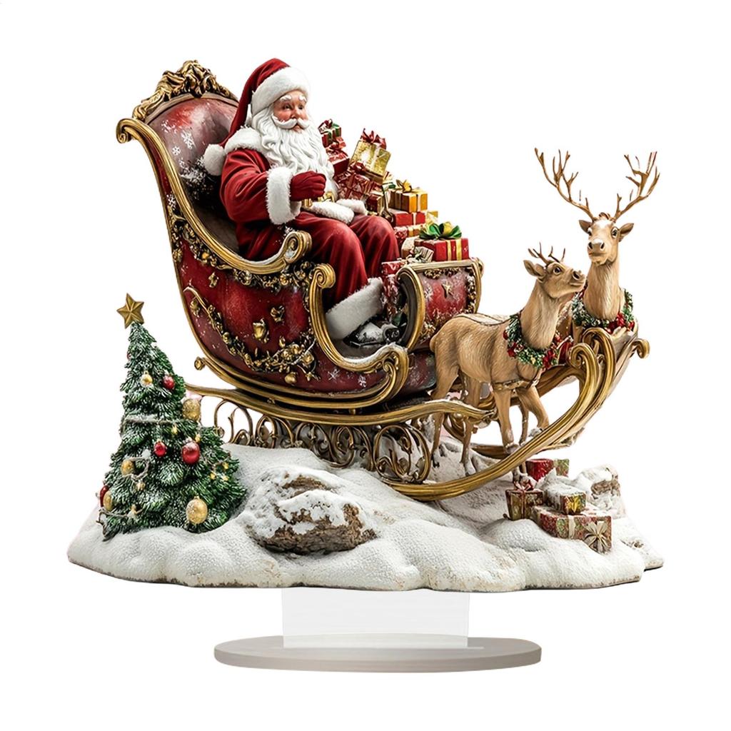 Santa Claus Sled 2D Acrylic Ornament Christmas Holiday Display Board Decoration 2025 Xmas Navidad Party Supplies
